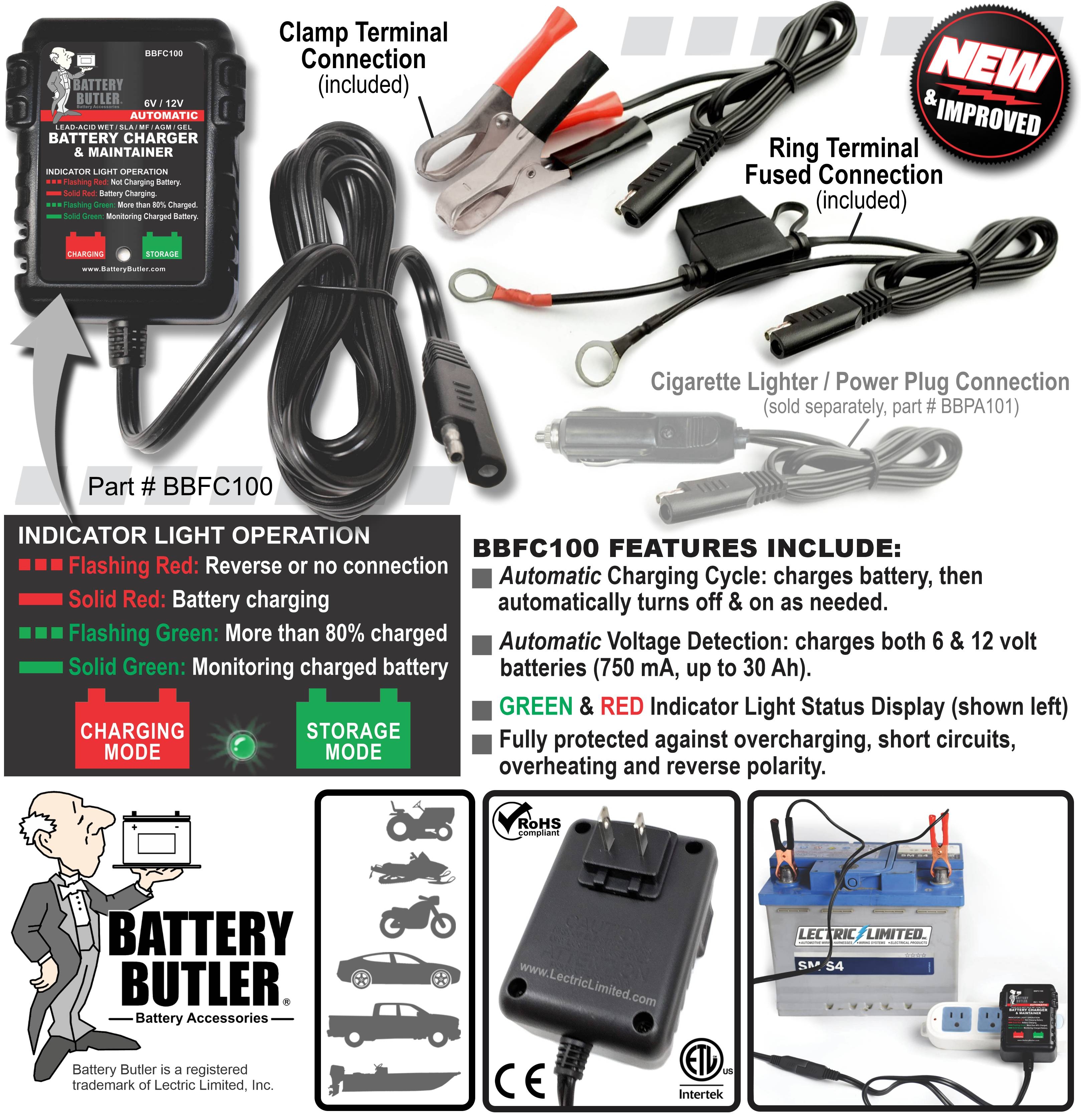 Battery Butler 12 volt automatic storage tender charger w/warranty & free ship ! 